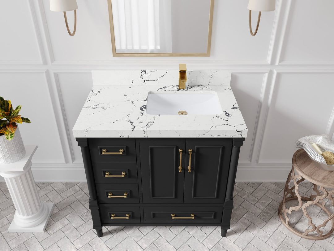 Aberdeen 36 in. W x 22 in. D Right Offset Sink Bathroom Vanity