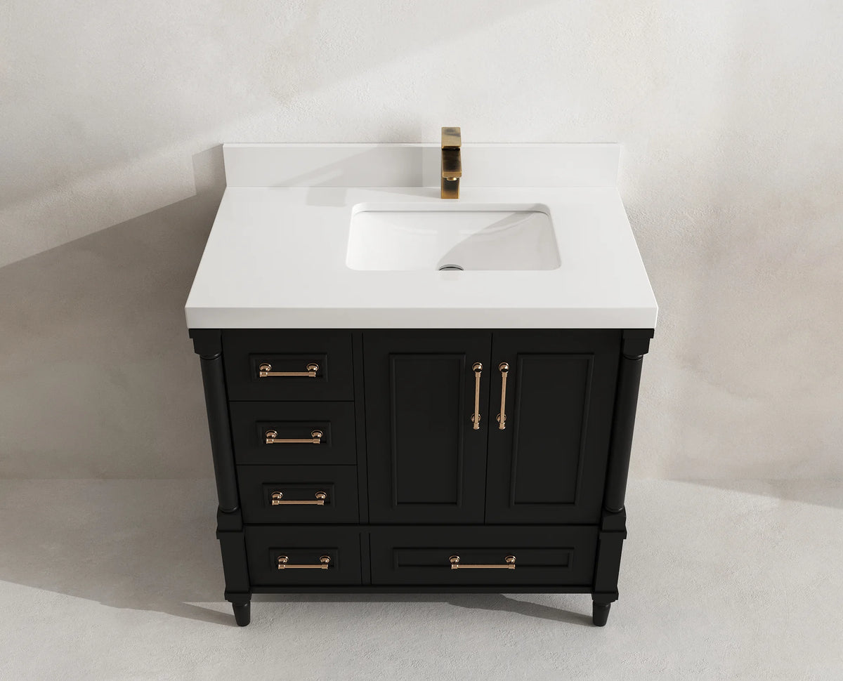 Aberdeen 36 in. W x 22 in. D Right Offset Sink Bathroom Vanity
