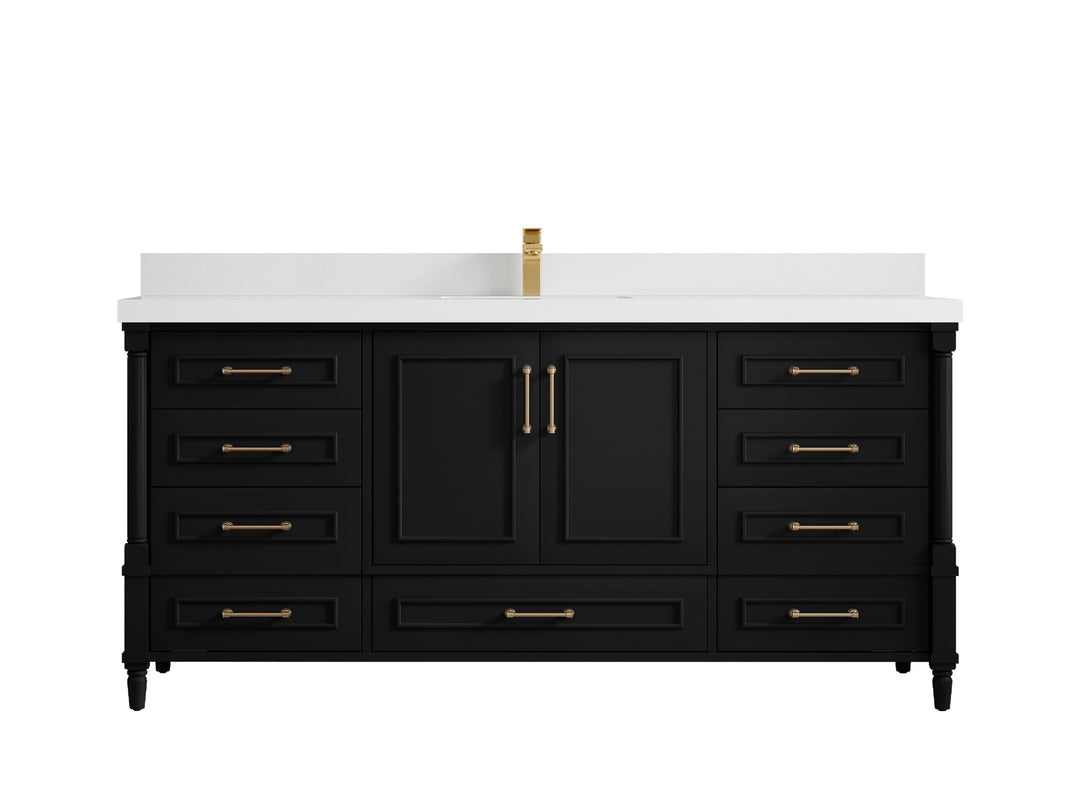 Aberdeen 72 in. W x 22 in. D Single Sink Bathroom Vanity in Pewter Green with 2 in White Quartz Countertop 