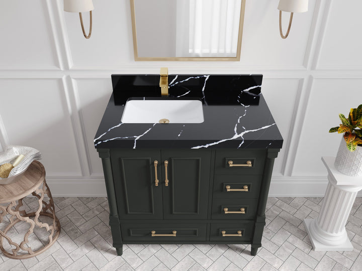 Aberdeen 36 in. W x 22 in. D Left Offset Sink Bathroom Vanity - photo 9