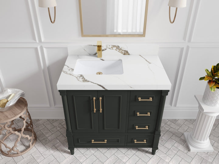 Aberdeen 36 in. W x 22 in. D Left Offset Sink Bathroom Vanity - photo 11