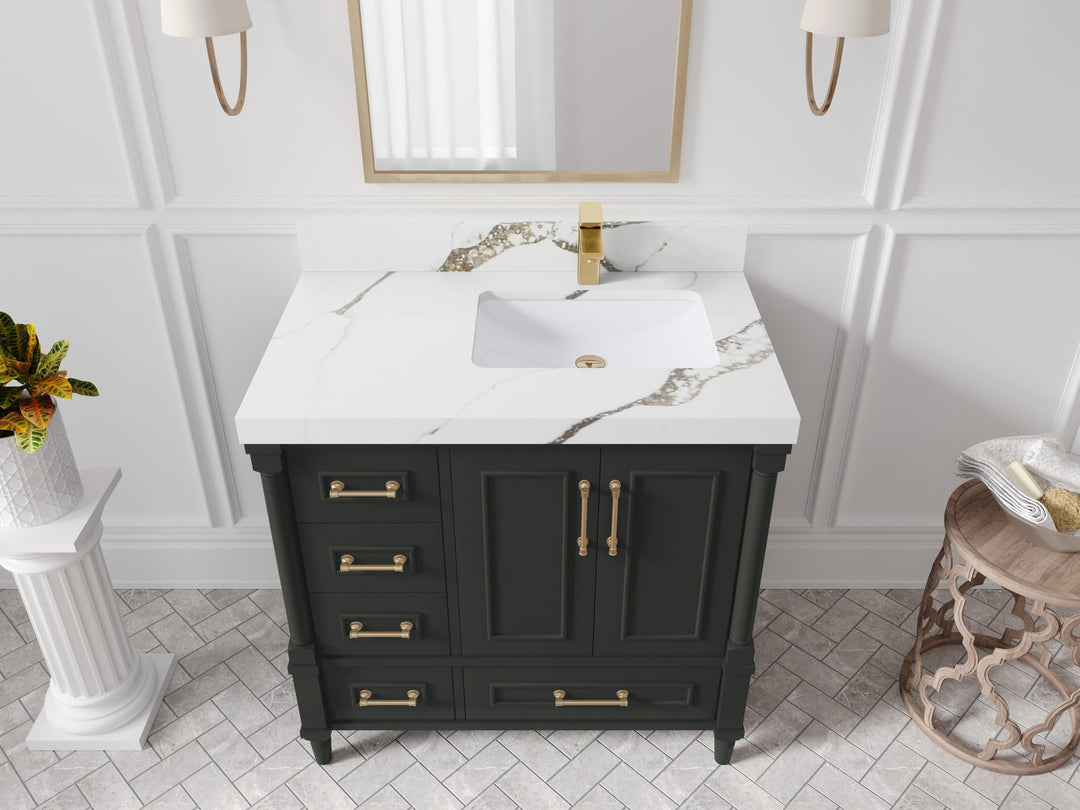 Aberdeen 36 in. W x 22 in. D Right Offset Sink Bathroom Vanity