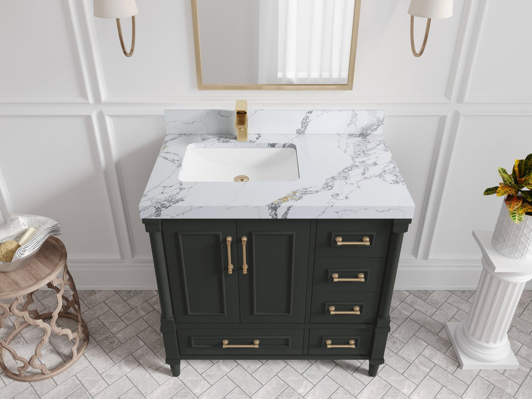 Aberdeen 36 in. W x 22 in. D Left Offset Sink Bathroom Vanity