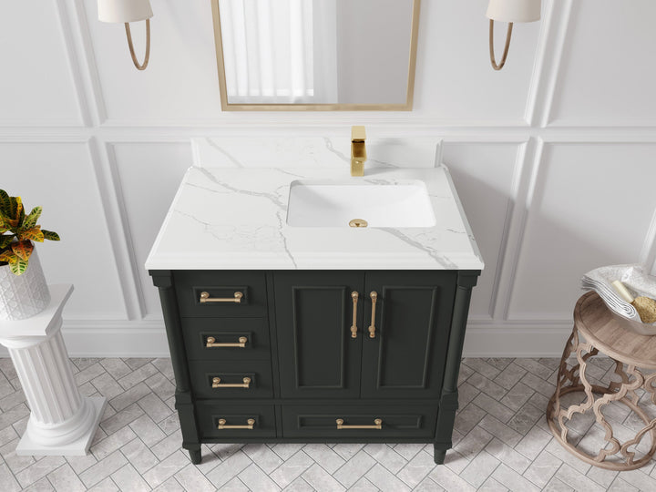 Aberdeen 36 in. W x 22 in. D Right Offset Sink Bathroom Vanity - photo 23
