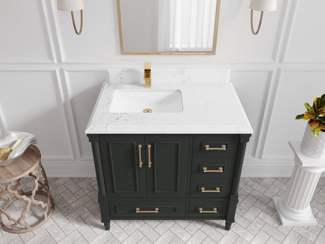 Aberdeen 36 in. W x 22 in. D Left Offset Sink Bathroom Vanity
