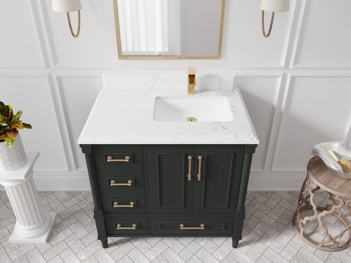 Aberdeen 36 in. W x 22 in. D Right Offset Sink Bathroom Vanity - photo 25