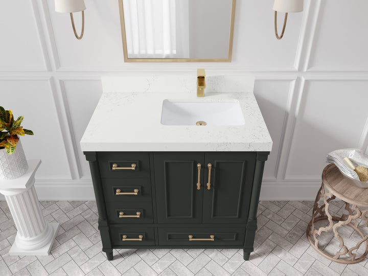 Aberdeen 36 in. W x 22 in. D Right Offset Sink Bathroom Vanity - photo 29