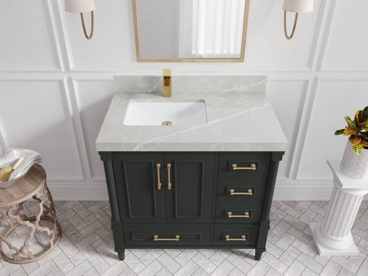 Aberdeen 36 in. W x 22 in. D Left Offset Sink Bathroom Vanity - photo 31