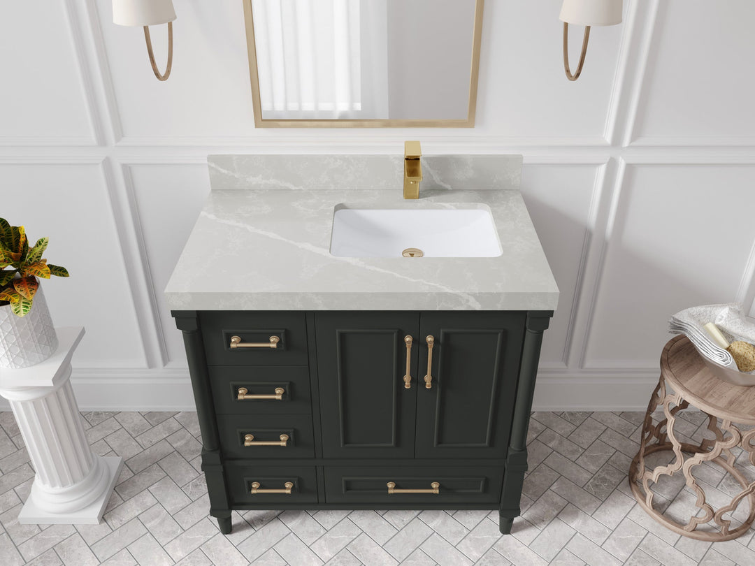 Aberdeen 36 in. W x 22 in. D Right Offset Sink Bathroom Vanity