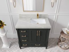 Aberdeen 36 in. W x 22 in. D Right Offset Sink Bathroom Vanity - photo 31