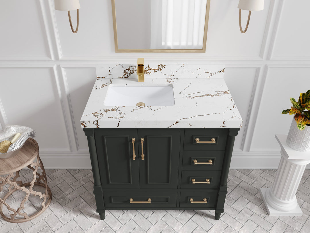 Aberdeen 36 in. W x 22 in. D Left Offset Sink Bathroom Vanity