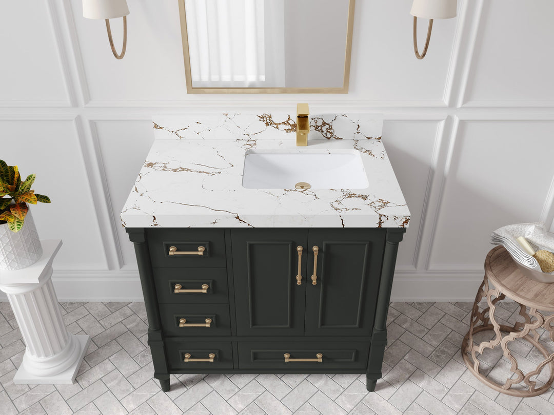 Aberdeen 36 in. W x 22 in. D Right Offset Sink Bathroom Vanity