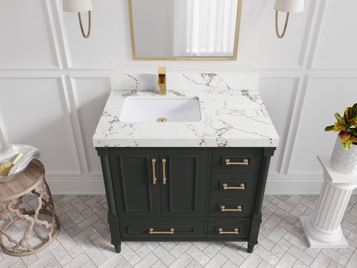 Aberdeen 36 in. W x 22 in. D Left Offset Sink Bathroom Vanity - photo 37