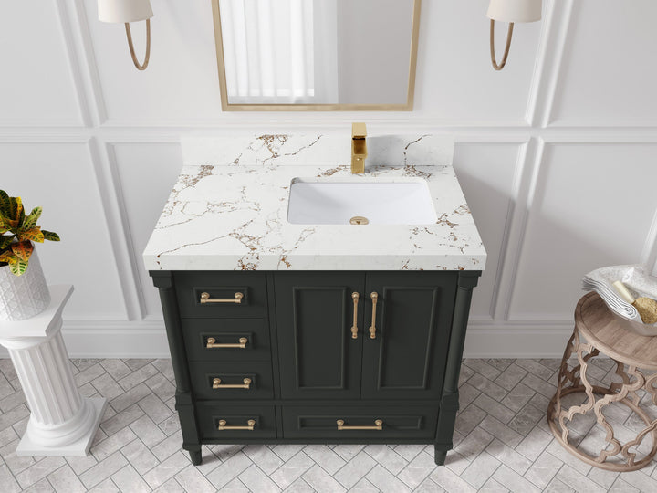 Aberdeen 36 in. W x 22 in. D Right Offset Sink Bathroom Vanity - photo 37