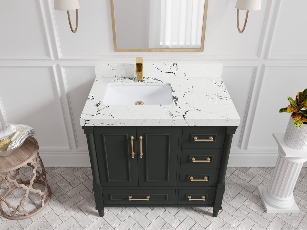 Aberdeen 36 in. W x 22 in. D Left Offset Sink Bathroom Vanity