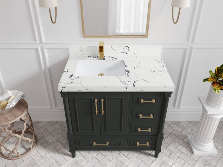 Aberdeen 36 in. W x 22 in. D Left Offset Sink Bathroom Vanity - photo 39