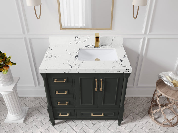 Aberdeen 36 in. W x 22 in. D Right Offset Sink Bathroom Vanity - photo 39