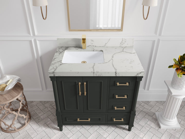 Aberdeen 36 in. W x 22 in. D Left Offset Sink Bathroom Vanity - photo 41