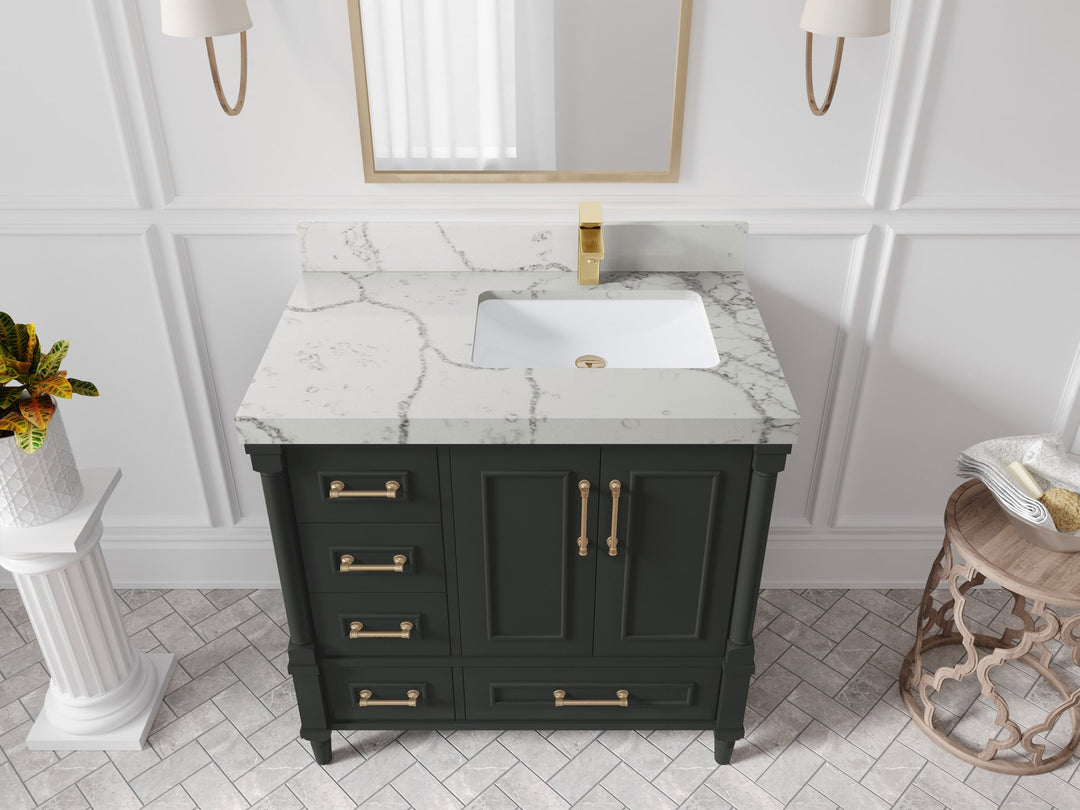 Aberdeen 36 in. W x 22 in. D Right Offset Sink Bathroom Vanity
