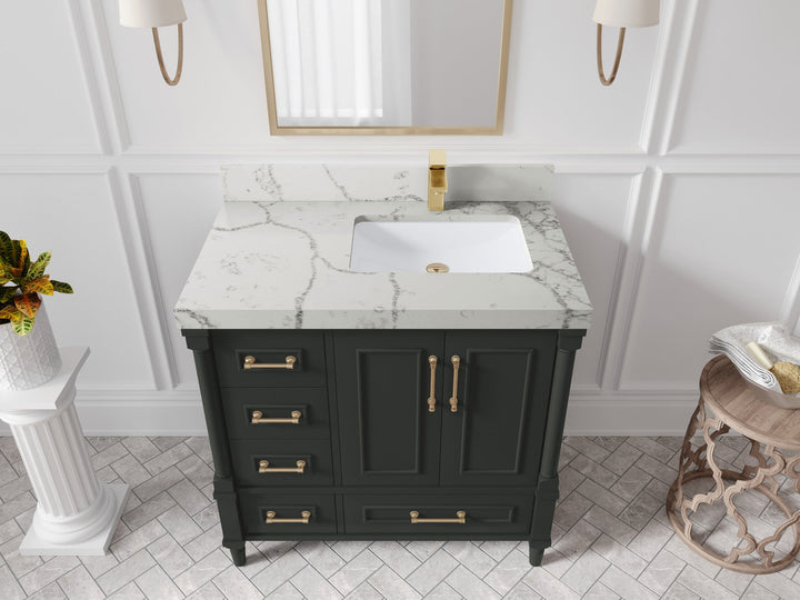 Aberdeen 36 in. W x 22 in. D Right Offset Sink Bathroom Vanity - photo 41