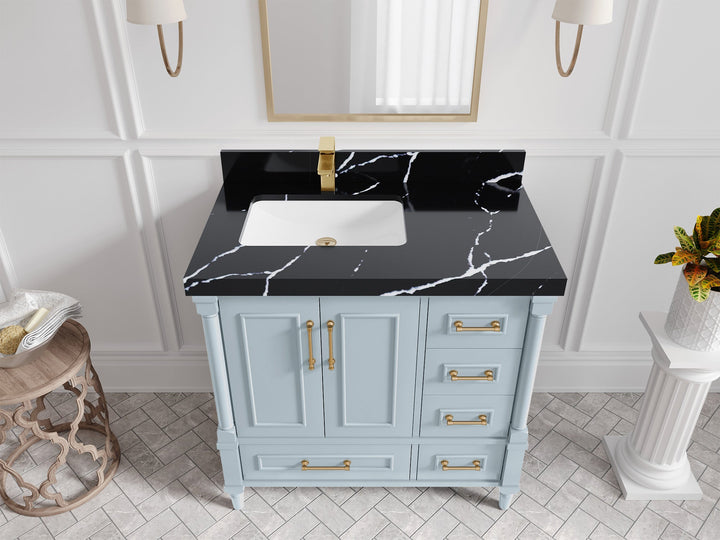 Aberdeen 36 in. W x 22 in. D Left Offset Sink Bathroom Vanity - photo 7