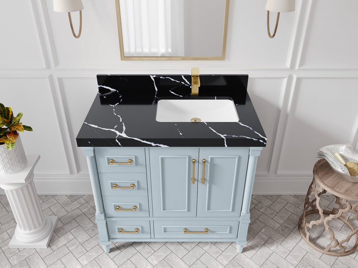 Aberdeen 36 in. W x 22 in. D Right Offset Sink Bathroom Vanity - photo 7