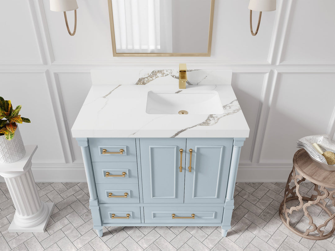 Aberdeen 36 in. W x 22 in. D Right Offset Sink Bathroom Vanity