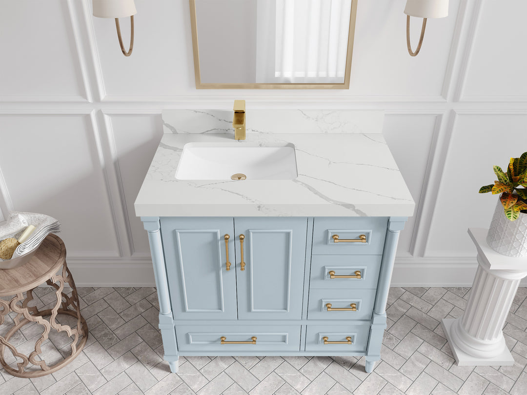 Aberdeen 36 in. W x 22 in. D Left Offset Sink Bathroom Vanity