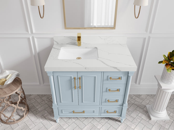 Aberdeen 36 in. W x 22 in. D Left Offset Sink Bathroom Vanity - photo 43