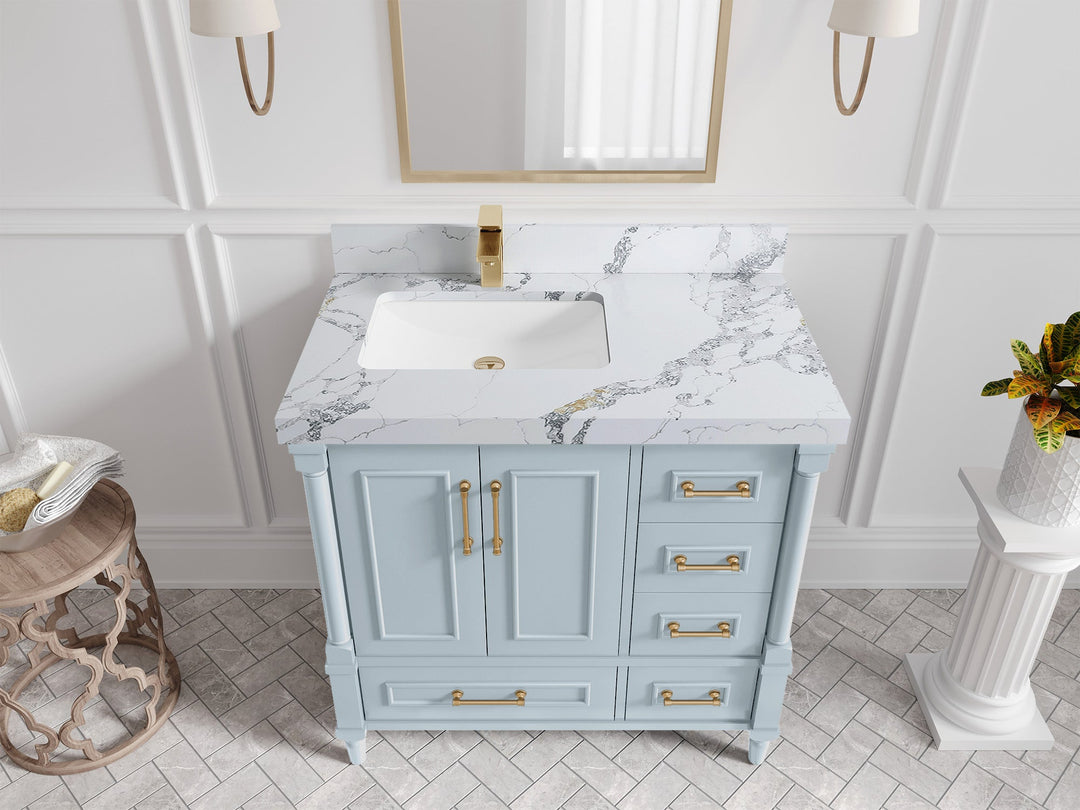 Aberdeen 36 in. W x 22 in. D Left Offset Sink Bathroom Vanity