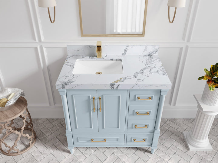 Aberdeen 36 in. W x 22 in. D Left Offset Sink Bathroom Vanity - photo 17