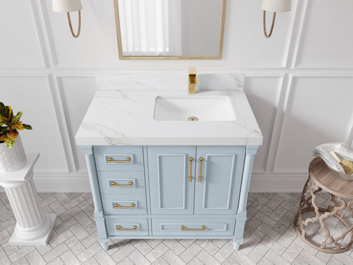 Aberdeen 36 in. W x 22 in. D Right Offset Sink Bathroom Vanity - photo 21