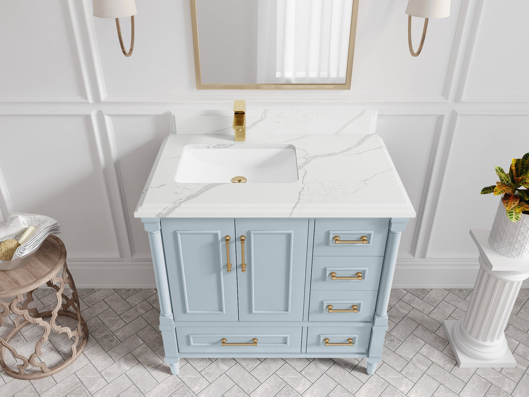 Aberdeen 36 in. W x 22 in. D Left Offset Sink Bathroom Vanity