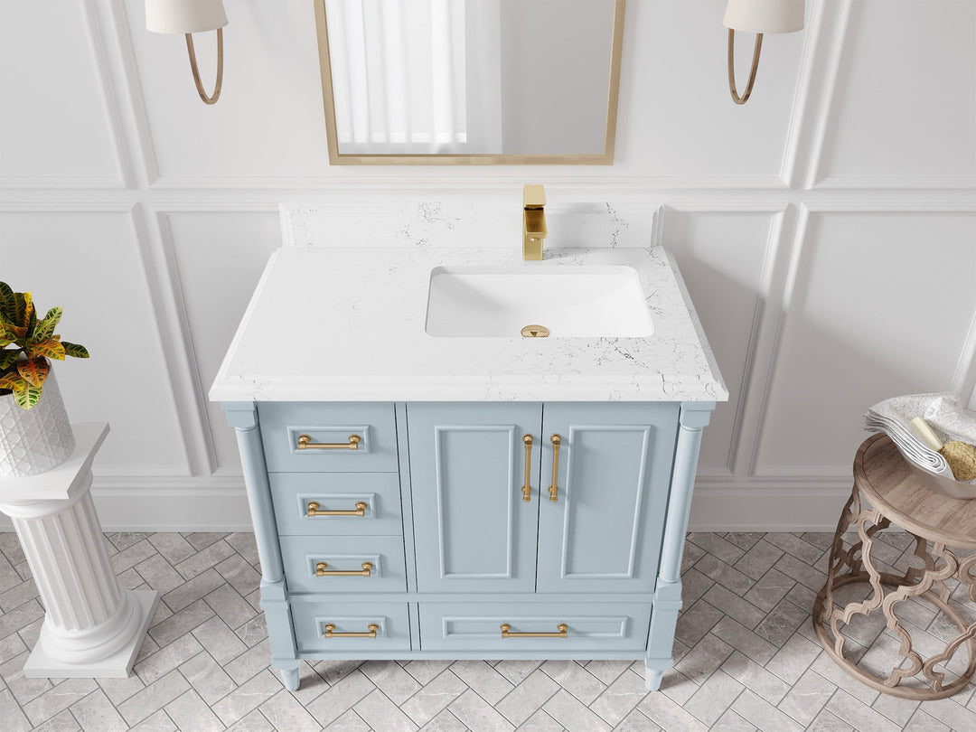 Aberdeen 36 in. W x 22 in. D Right Offset Sink Bathroom Vanity