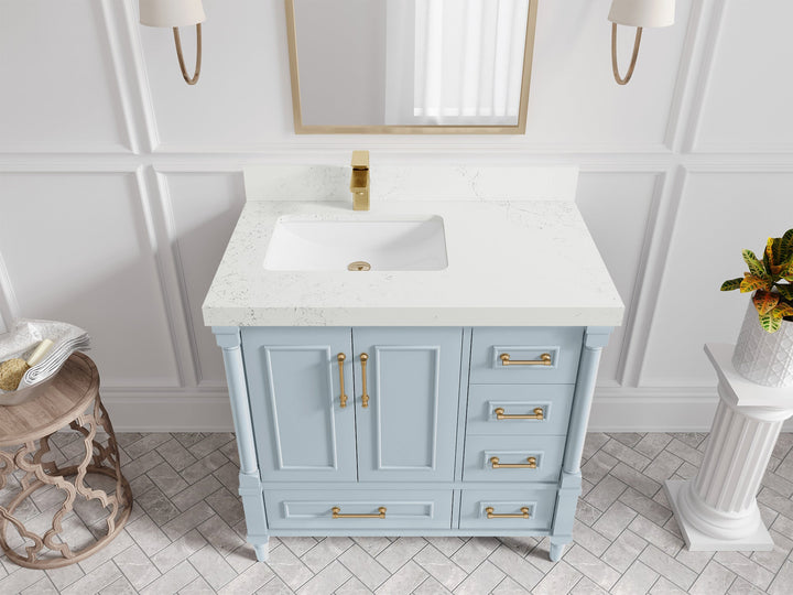 Aberdeen 36 in. W x 22 in. D Left Offset Sink Bathroom Vanity - photo 27