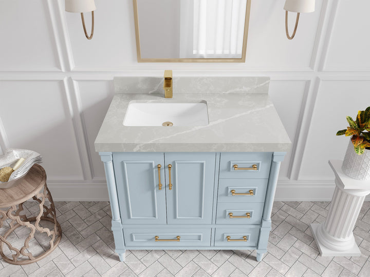 Aberdeen 36 in. W x 22 in. D Left Offset Sink Bathroom Vanity - photo 29