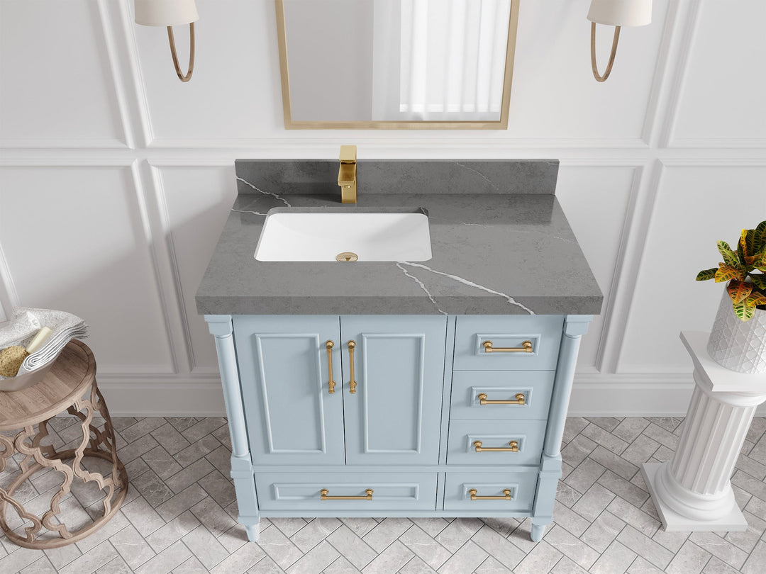 Aberdeen 36 in. W x 22 in. D Left Offset Sink Bathroom Vanity