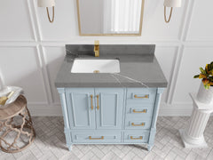 Aberdeen 36 in. W x 22 in. D Left Offset Sink Bathroom Vanity - photo 31