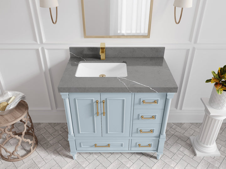 Aberdeen 36 in. W x 22 in. D Left Offset Sink Bathroom Vanity - photo 31