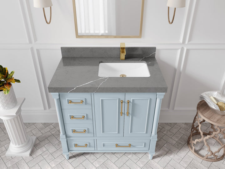 Aberdeen 36 in. W x 22 in. D Right Offset Sink Bathroom Vanity - photo 33