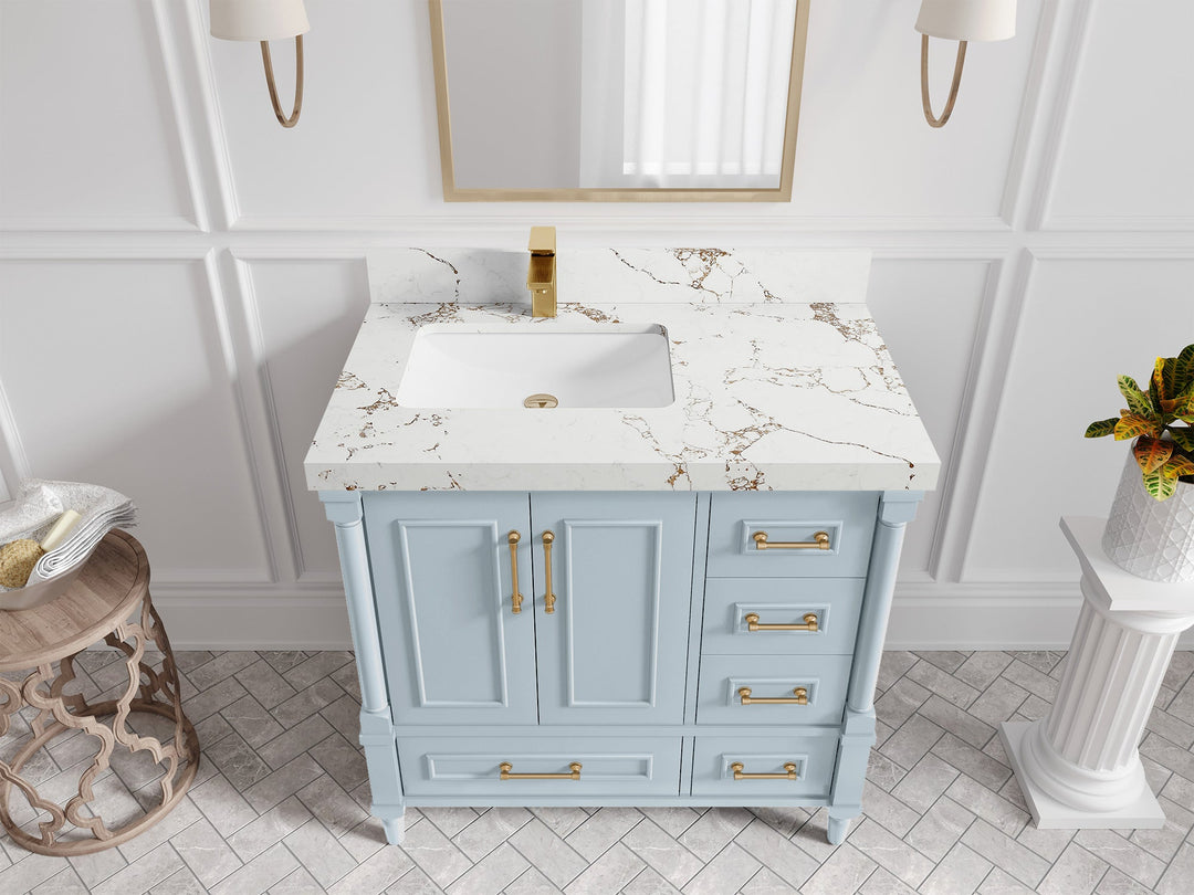 Aberdeen 36 in. W x 22 in. D Left Offset Sink Bathroom Vanity