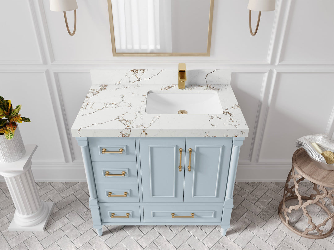 Aberdeen 36 in. W x 22 in. D Right Offset Sink Bathroom Vanity