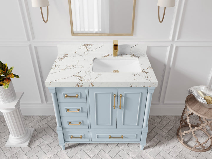 Aberdeen 36 in. W x 22 in. D Right Offset Sink Bathroom Vanity - photo 35
