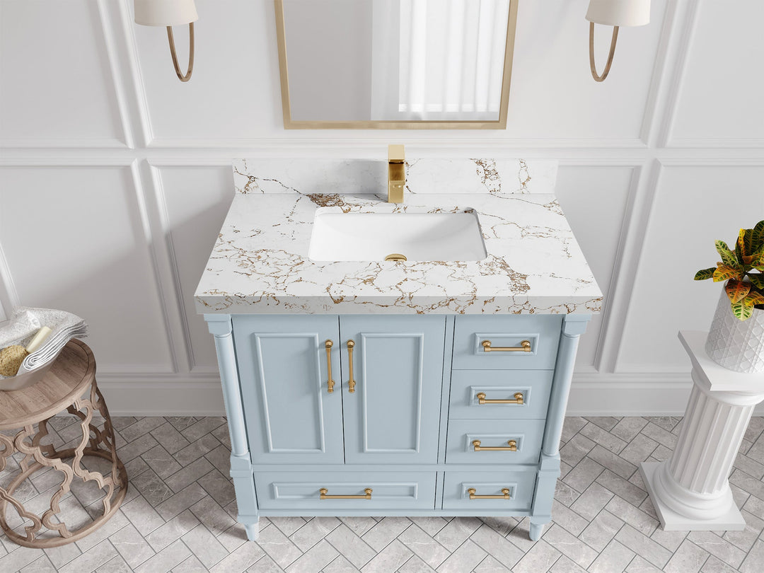 Aberdeen 36 in. W x 22 in. D Center Sink Bathroom Vanity