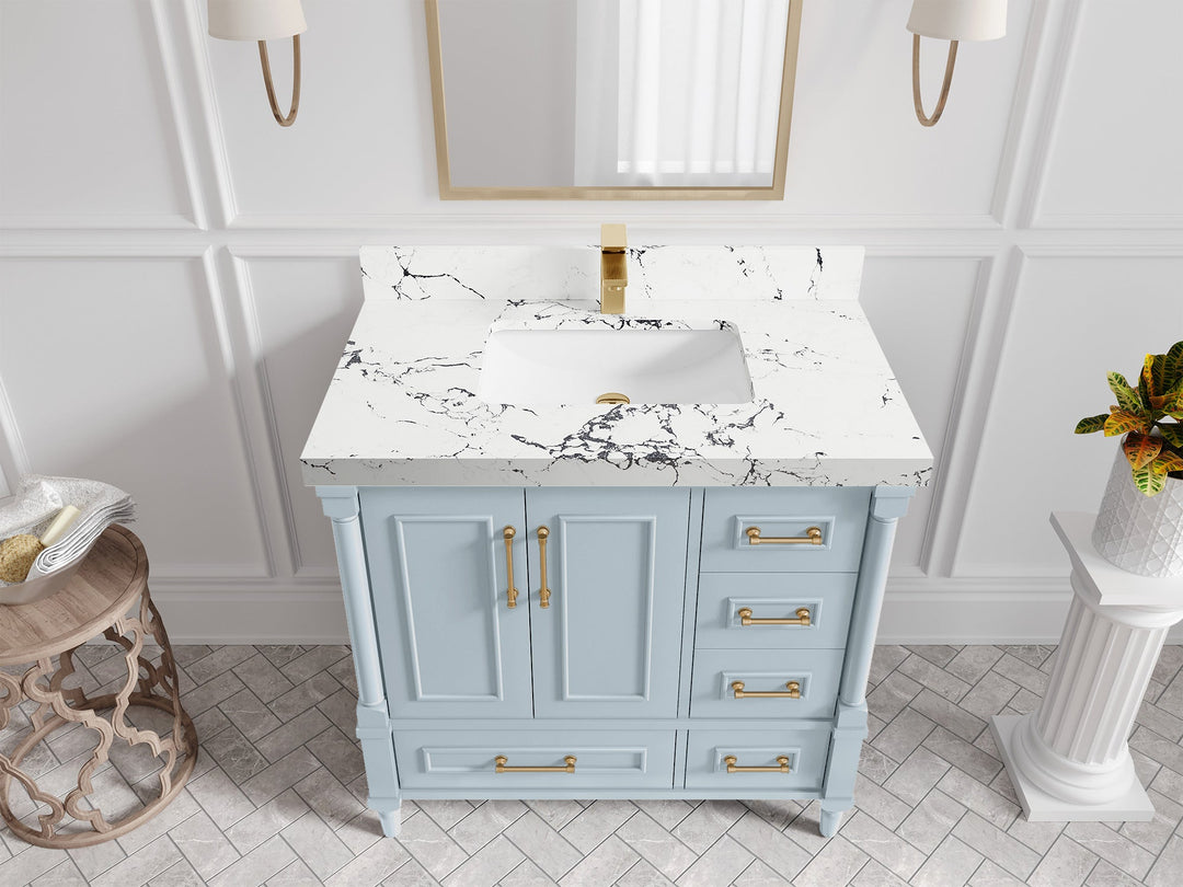 Aberdeen 36 in. W x 22 in. D Center Sink Bathroom Vanity