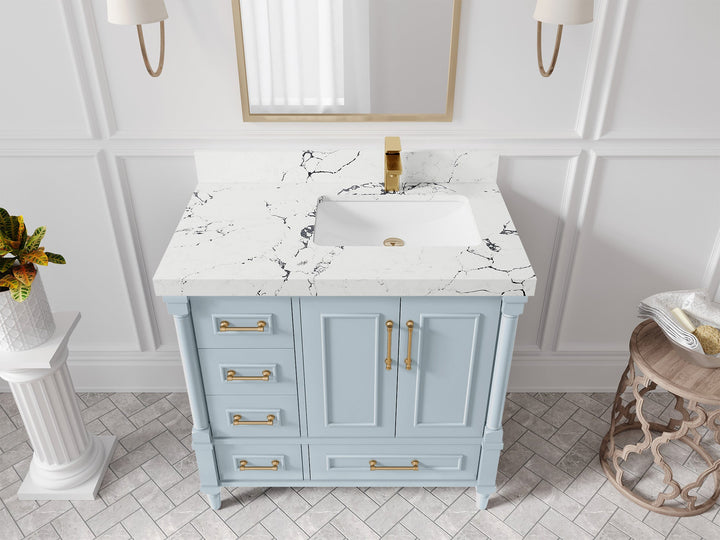 Aberdeen 36 in. W x 22 in. D Right Offset Sink Bathroom Vanity - photo 39