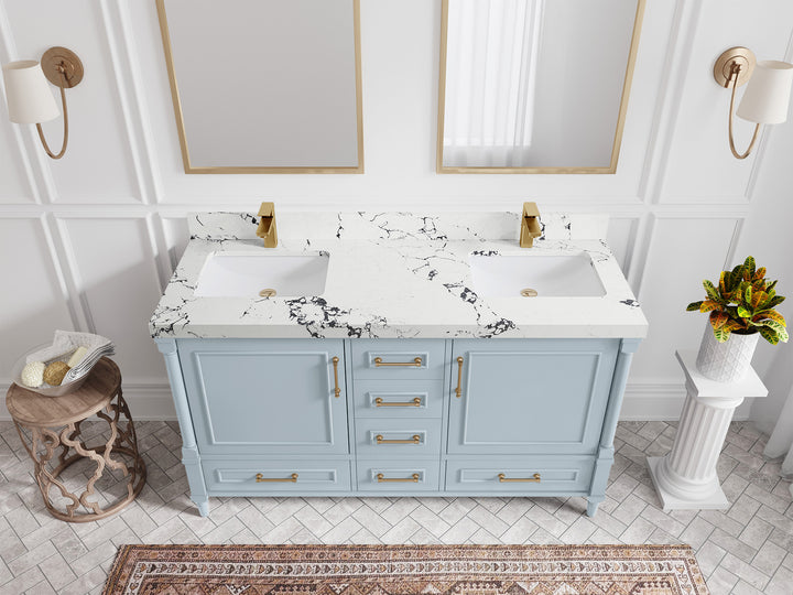 Aberdeen 60 in. W x 22 in. D Double Sink Bathroom Vanity - photo 40
