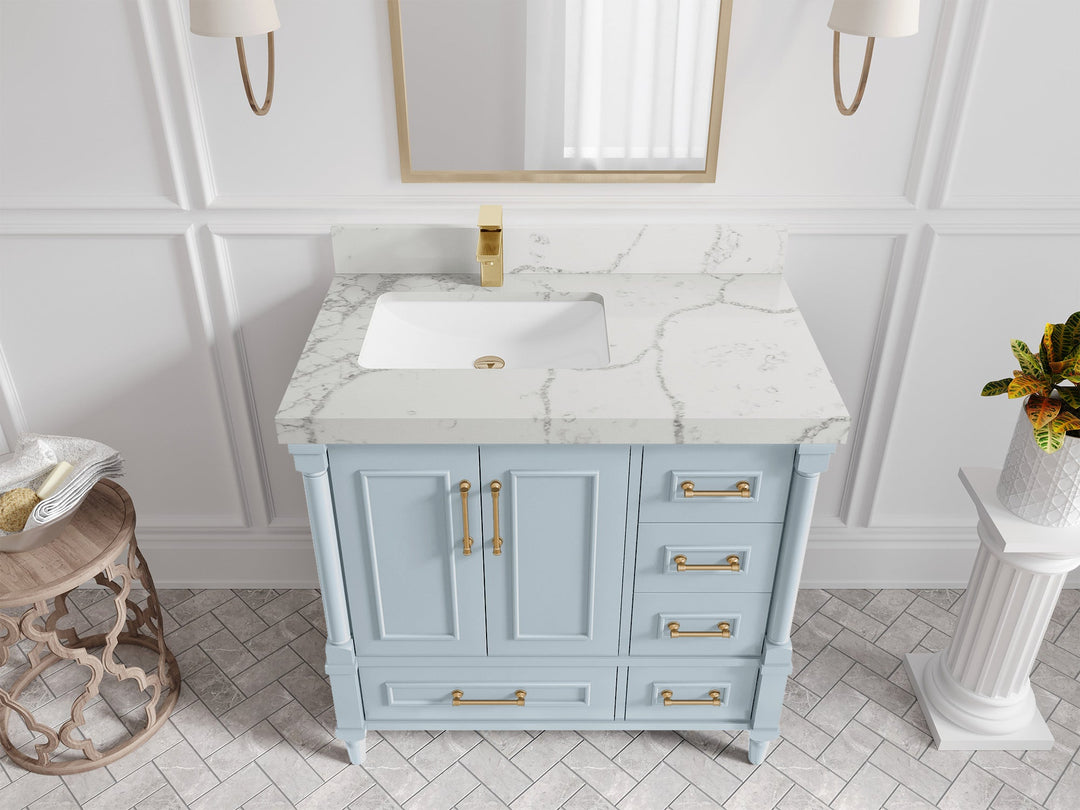 Aberdeen 36 in. W x 22 in. D Left Offset Sink Bathroom Vanity