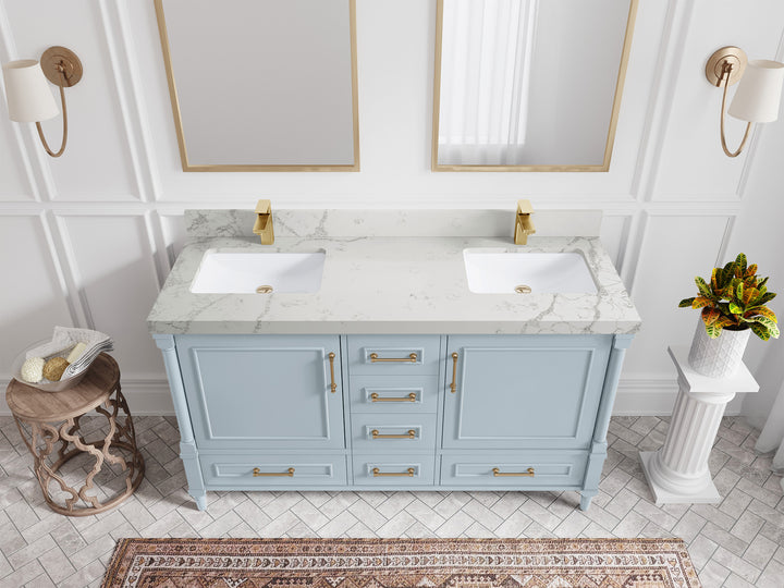 Aberdeen 60 in. W x 22 in. D Double Sink Bathroom Vanity - photo 42