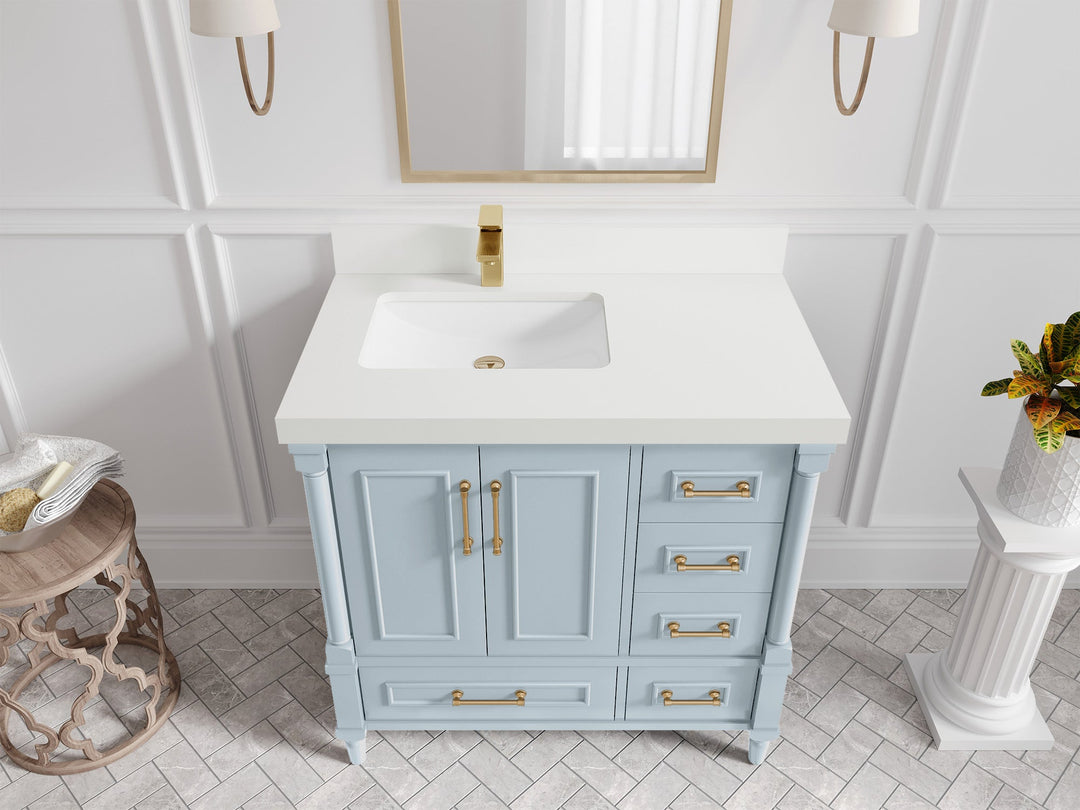 Aberdeen 36 in. W x 22 in. D Left Offset Sink Bathroom Vanity